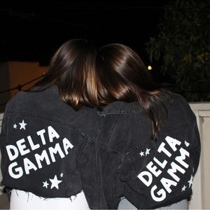 Delta Gamma cropped black denim jacket